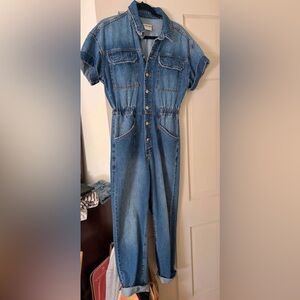 We The Free Blue Denim Jumpsuit